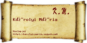 Károlyi Mária névjegykártya